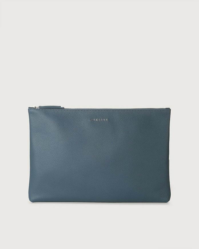Blue Micron Leather Document Holder - Orciani