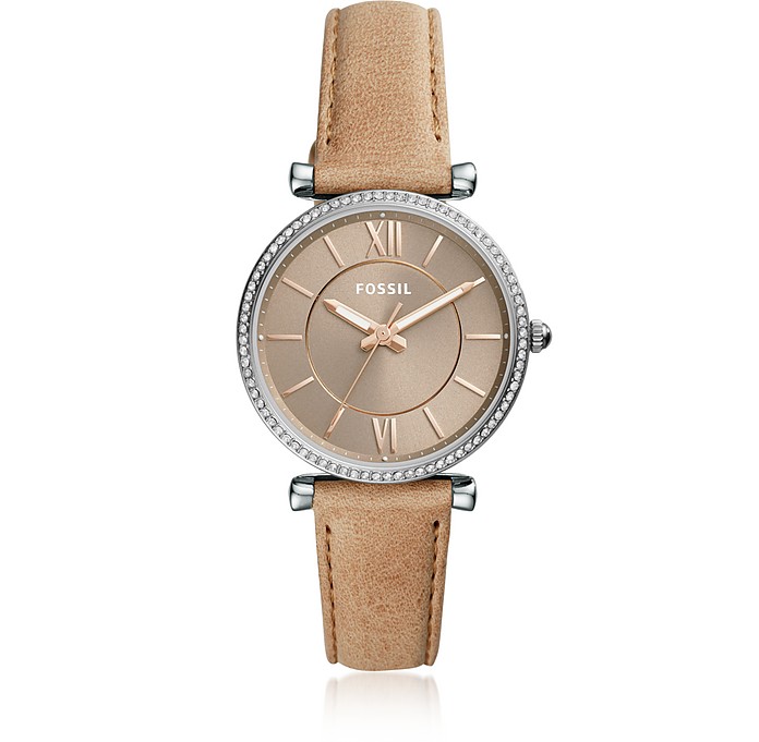 Carlie Three-Hand Sand Leather Women's Watch - Fossil