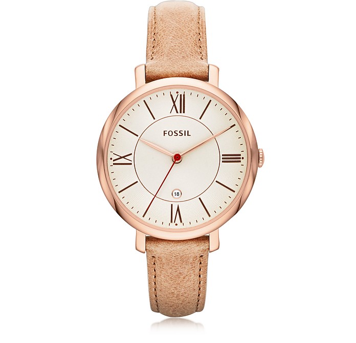 Jacqueline Sand Leather Women's Watch - Fossil / tHbV
