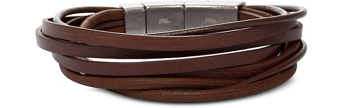 Multi Wrap Brown Men's Bracelet - Fossil / tHbV