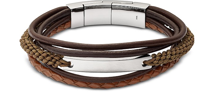 Vintage Casual Leather Men's Bracelet - Fossil