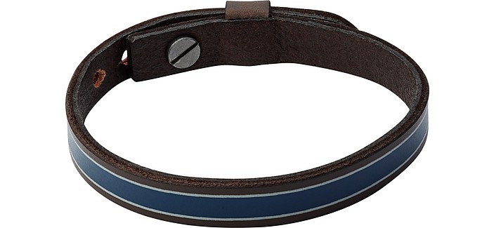 Striped Blue Leather Bracelet - Fossil / tHbV