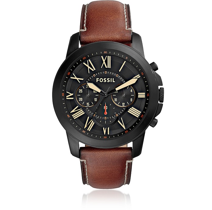 Grant Chronograph Luggage Leather Men's Watch - Fossil 
