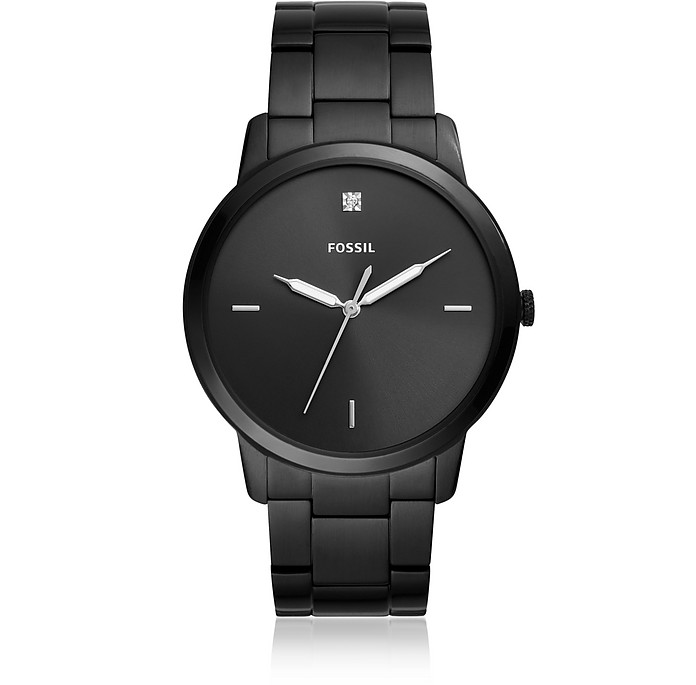 The Minimalist Carbon Series Three-Hand Black Stainless Steel Watch - Fossil