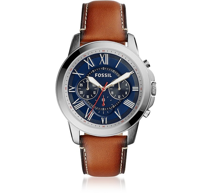 Grant Chronograph Brown Leather Watch - Fossil