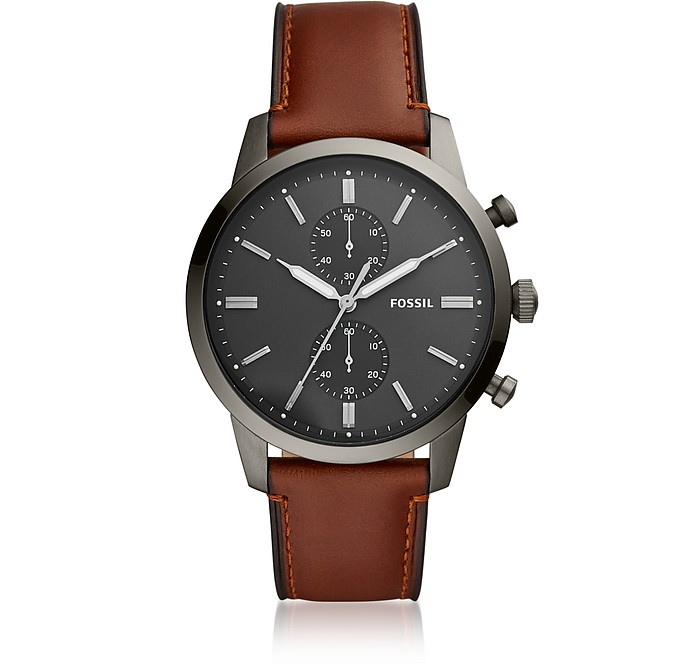 Townsman Chronograph Brown Leather Men's Watch - Fossil