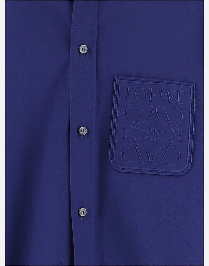 Loewe Men's Blue Cotton Shirt 38 at FORZIERI