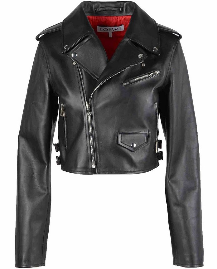 Women's Black Leather Jacket - Loewe