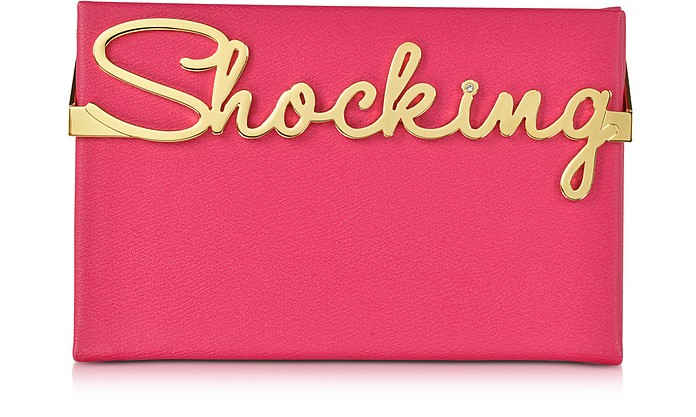 Charlotte Olympia Vanina Shocking Pink Leather Mini Clutch Box at FORZIERI