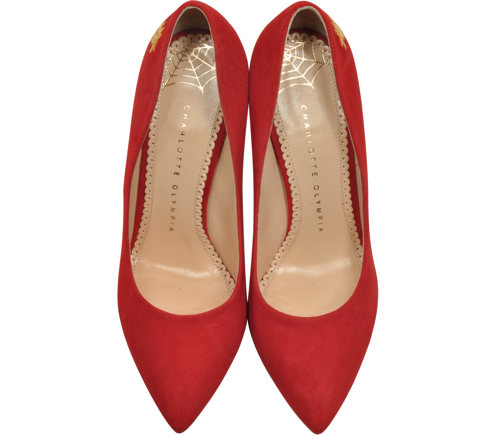 Charlotte Olympia Bacall Red Suede Pump 35 IT/EU at FORZIERI