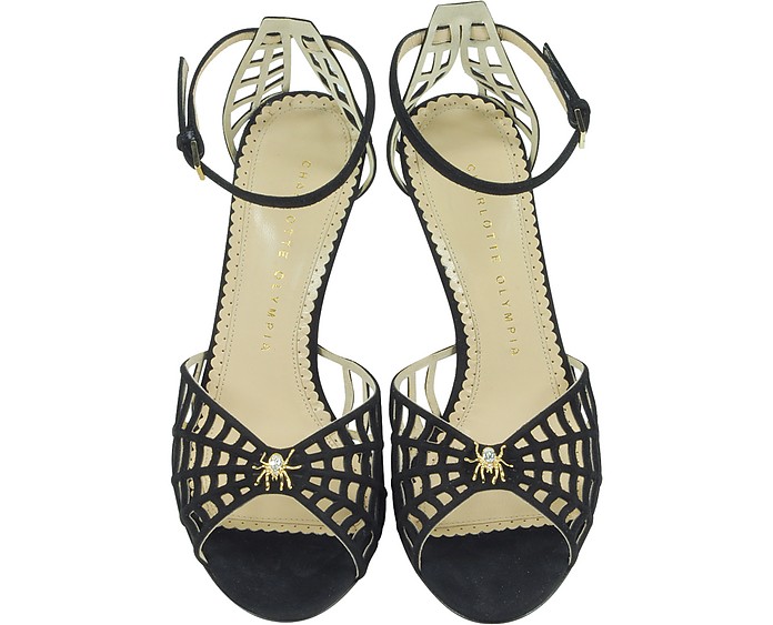 Charlotte Olympia Spinderella Black Suede D'Orsay Sandal 40 IT/EU at ...