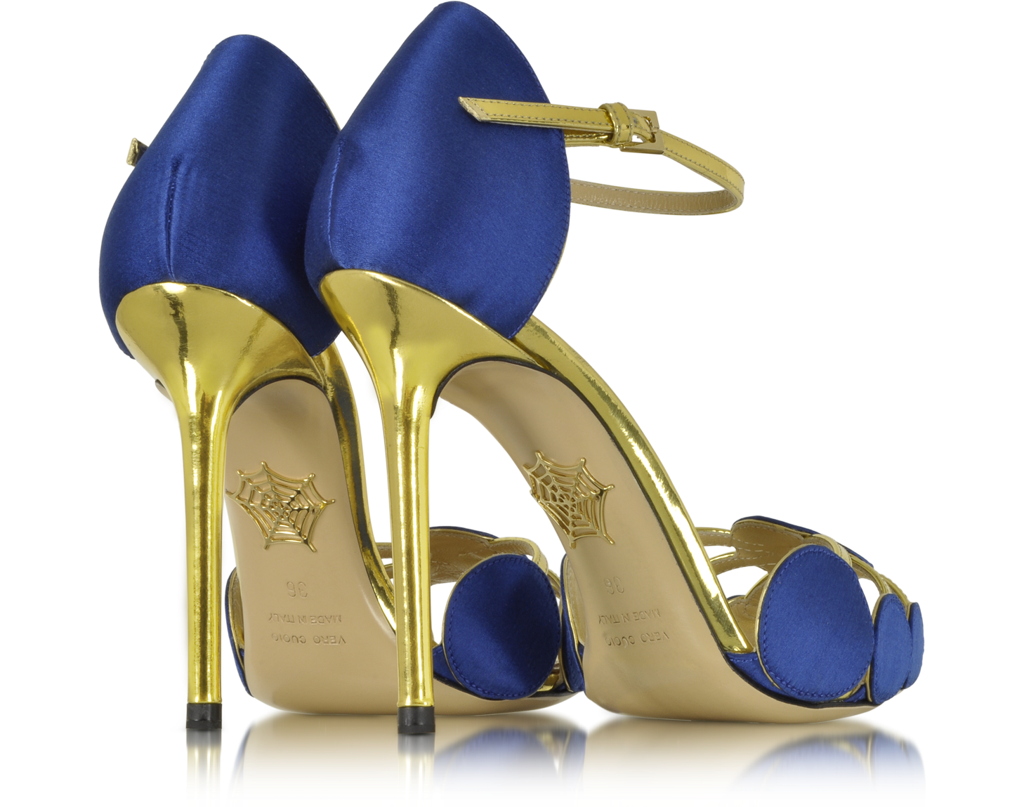 Charlotte Olympia Cobalt Blue Satin Silk and Leather Contemporary ...