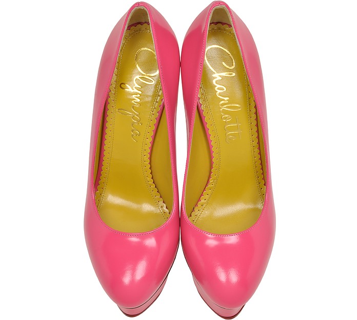 Charlotte Olympia Dolly Shocking Pink Leather Platform Pump 39 IT/EU at ...