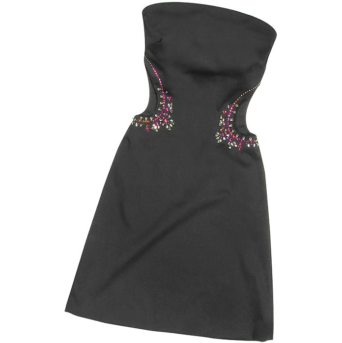 Hafize Ozbudak Black Crystal Decorated Cut Out Strapless Dress 6 (USA ...