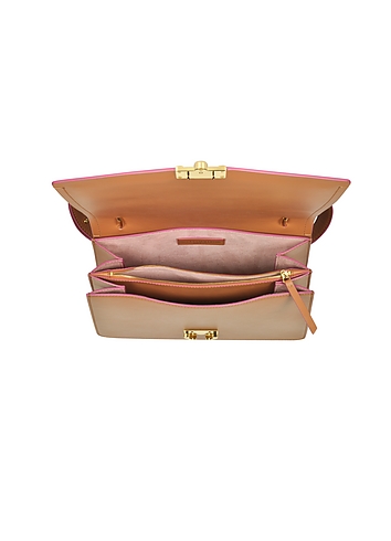 Pecan Brown Leather Arianna Top Handle Satchel Bag展示图