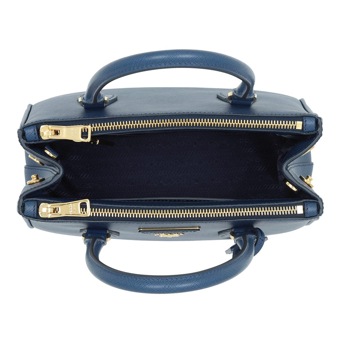 Saffiano Mini Zip Crossbody Bag Blue (Bluette)