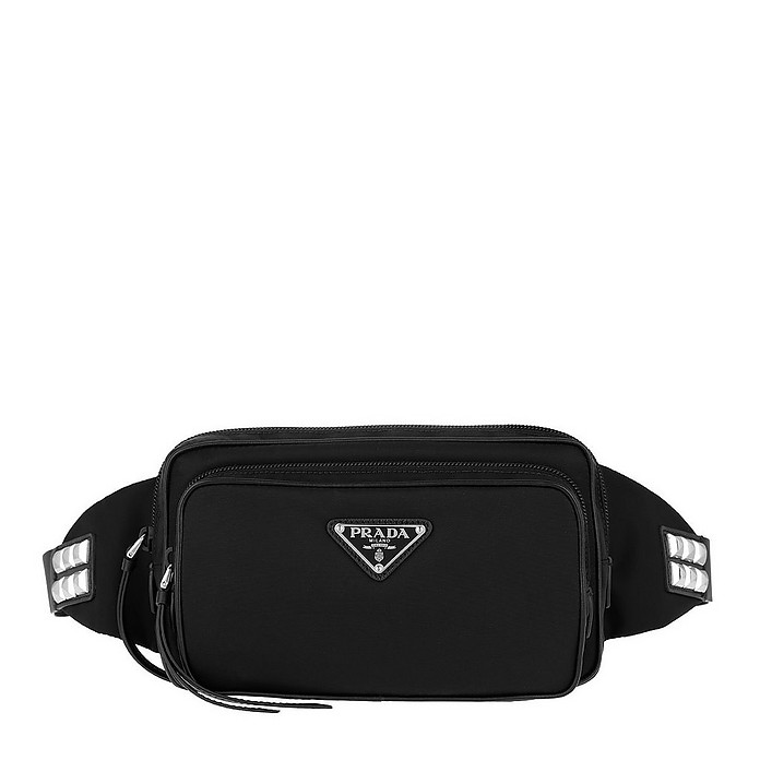 Stud Embellished Belt Bag Black  - Prada