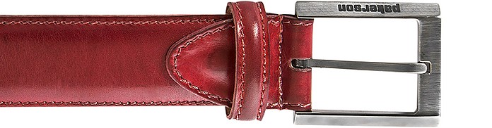 Volterra Burgundy Handmade Italian Leather Belt - Pakerson