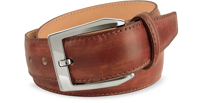 Men's Brown Hand Painted Italian Leather Belt - Pakerson