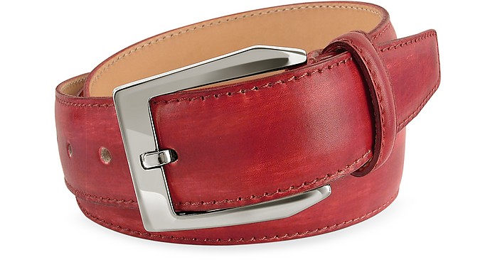 Men's Red Hand Painted Italian Leather Belt - Pakerson