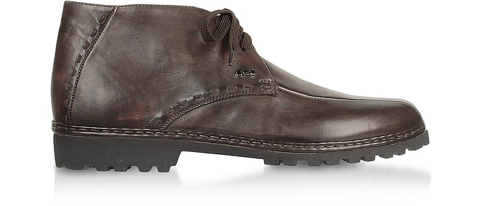 Chaussures bottines cousues-main en cuir italien marron foncé - Pakerson