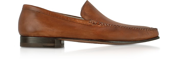 Brown Italian Handmade Leather Loafer Shoes - Pakerson
