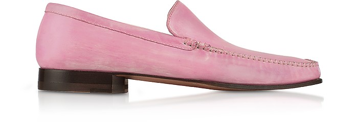 Pink Italian Handmade Leather Loafer Shoes - Pakerson