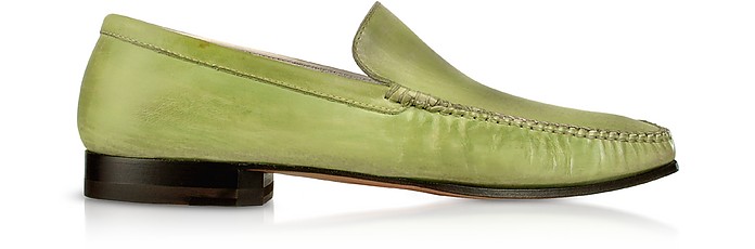 Pistachio Italian Handmade Leather Loafer Shoes - Pakerson