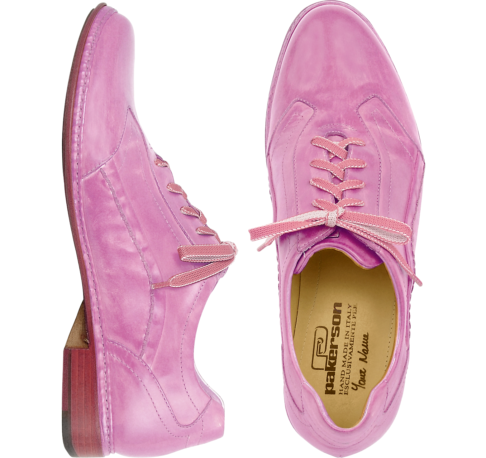 Pakerson Pink Italian Handmade Leather Lace-up Shoes 5 US | 4.5 UK | 39 ...