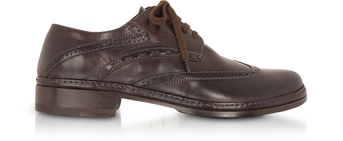 Dark Brown Handmade Italian Leather Wingtip Oxford Shoes - Pakerson