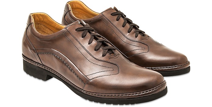 Cocoa Italian Handmade Leather Lace-up Shoes - Pakerson