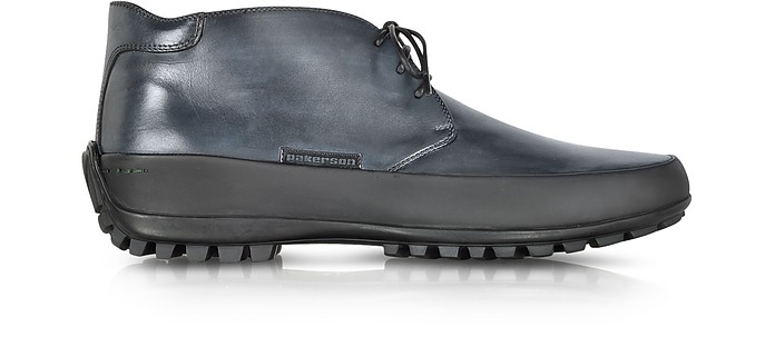 Smoke Blue Leather Ankle Boot w/Rubber Sole - Pakerson