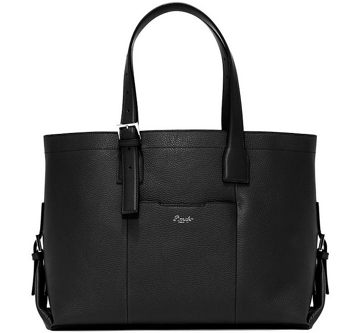 Pineider Designer Handbags 360 Leather Women's Tote Bag In Noir