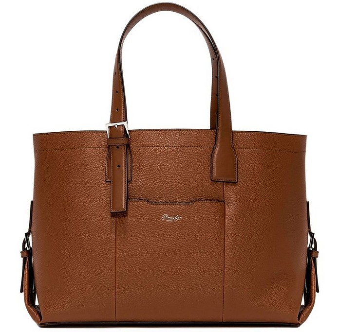 Pineider Designer Handbags 360 Leather Women's Tote Bag In Tanné