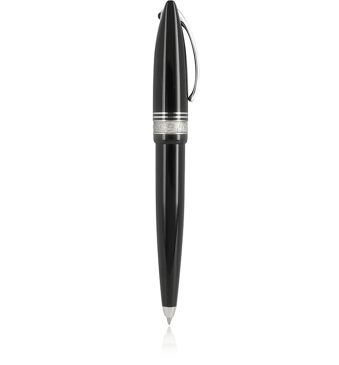 Ego 12.5 Black Mini Resin and Sterling Silver Ballpoint Pen - Pineider