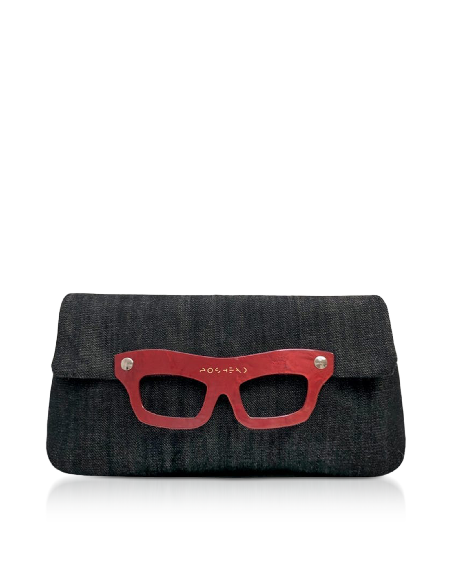 Poshead Lucy Denim Black and Red Clutch