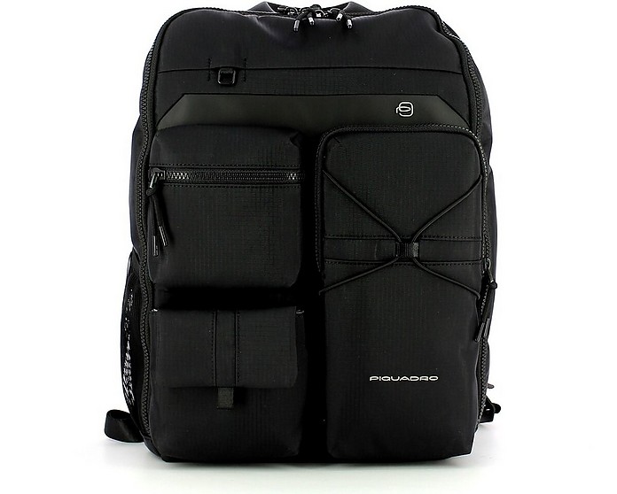 Black Computer Backpack In Recycled Fabric With Ipad® Otello - Piquadro