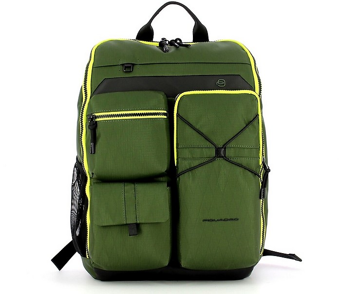 Green Computer Backpack In Recycled Fabric With Ipad® Otello - Piquadro