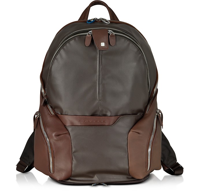 Nylon & Leather Computer Backpack - Piquadro