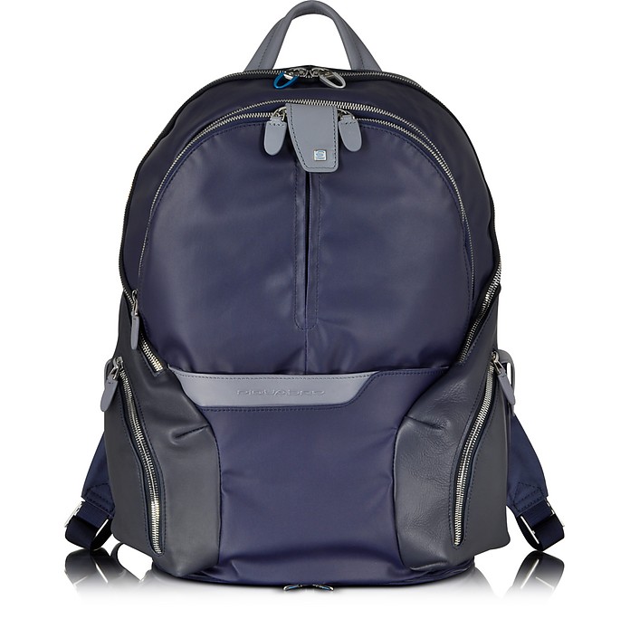 Nylon & Leather Computer Backpack - Piquadro