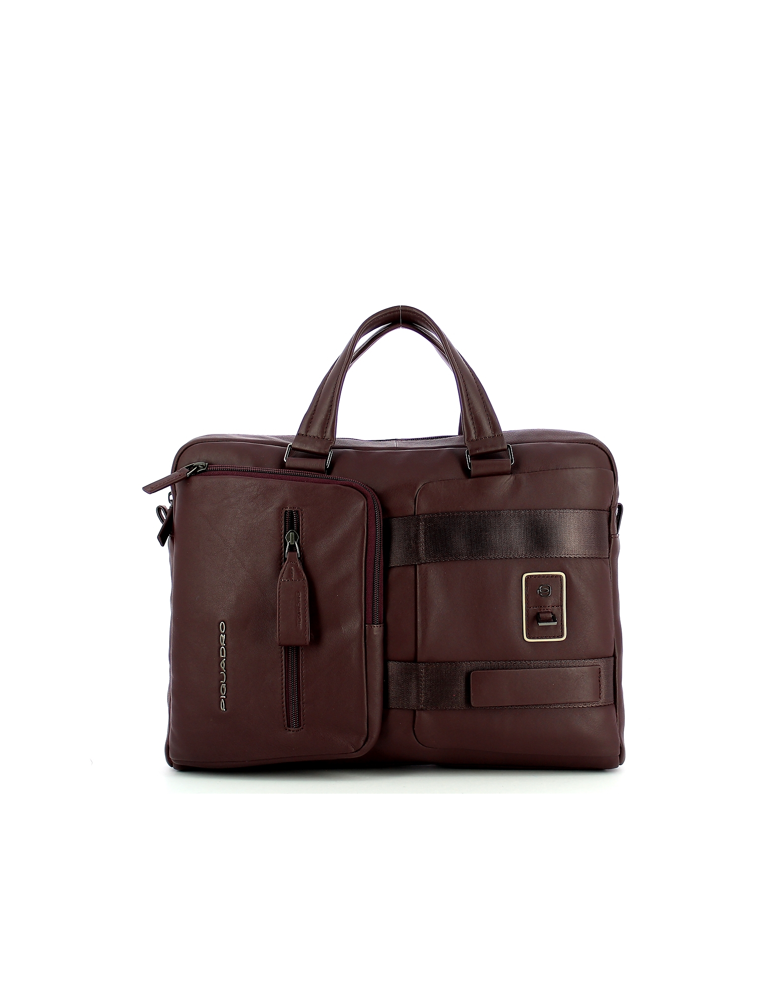 Briefcases Dark Red Leather Front Pockets Briefcase In Bordeaux