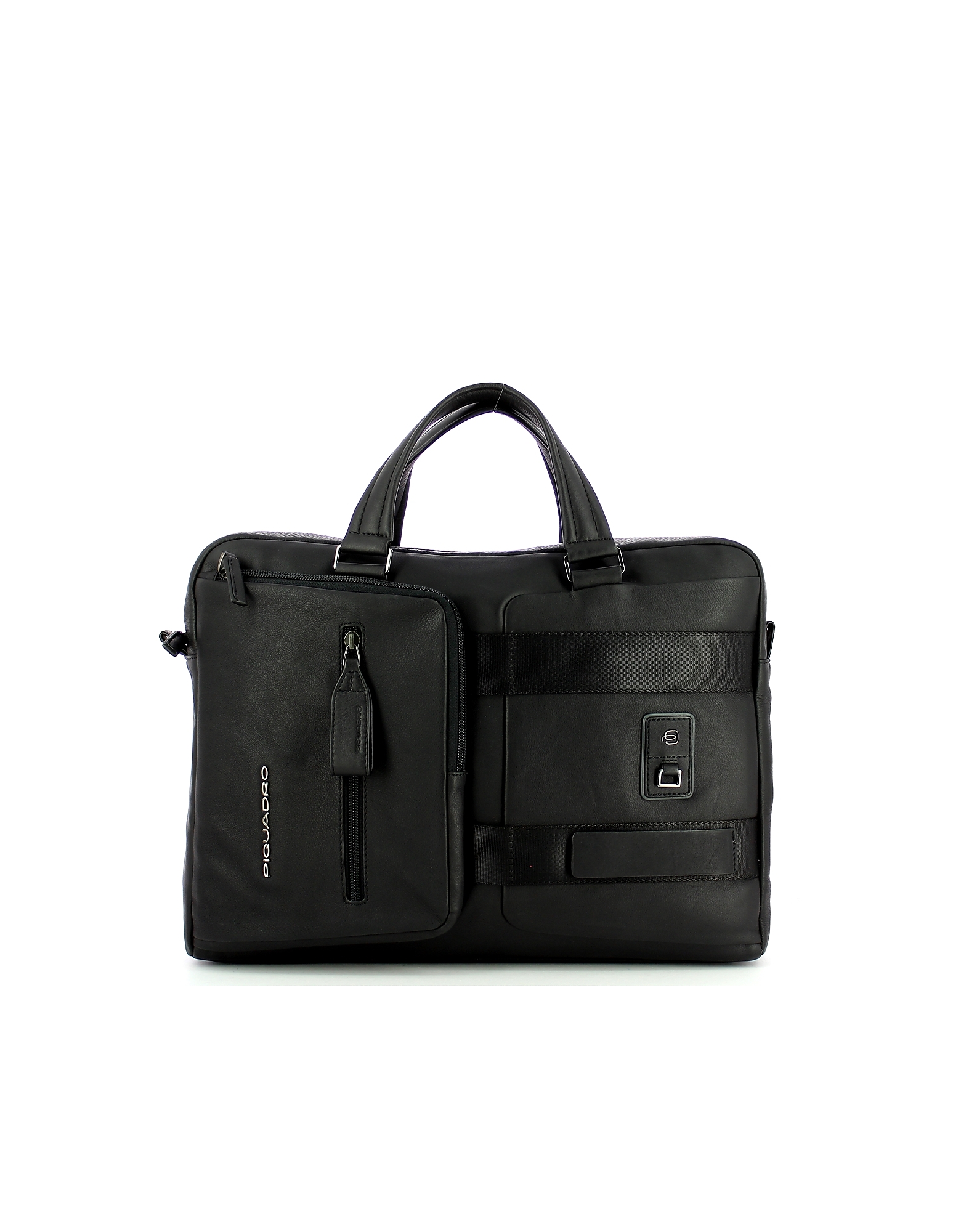Briefcases Black Leather Front Pockets Briefcase