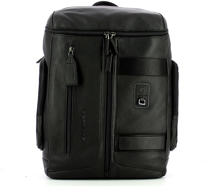 Black Fast Check Computer Backpack - Piquadro