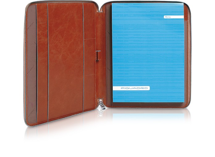Blue Square - Notizbuch mit Rundumreißverschluss aus Leder - Piquadro