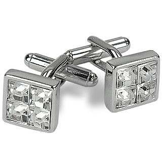Silver Plated Jeweled Cufflinks - AZ Collection