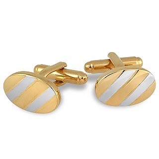 Gold and Silver Plated Oval Cufflinks - AZ Collection