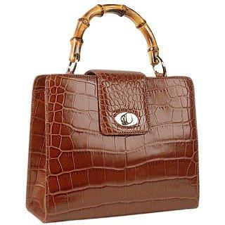 Buti Brown Croco-embossed Leather Compact Tote Bag at FORZIERI
