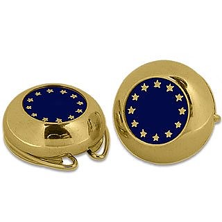 Vergoldete Überknöpfe mit europäischer Flagge - Forzieri