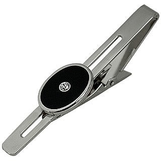 Silver Plated Tie Clip with Black Oval - Forzieri