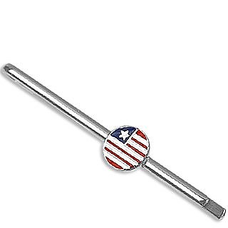 Star and Stripes Silver  Plated Tie Clip - Forzieri